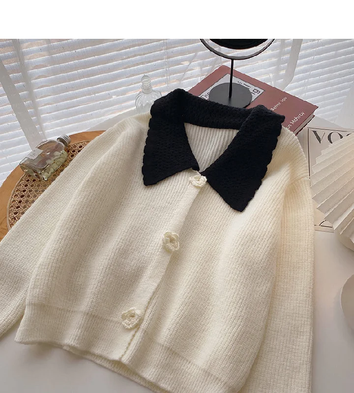 Korean style Hong Kong style casual Lapel color matching top  5917