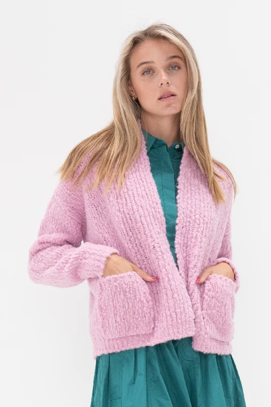 Fluffy Wick-Yarn Cardigan, Fairy Floss