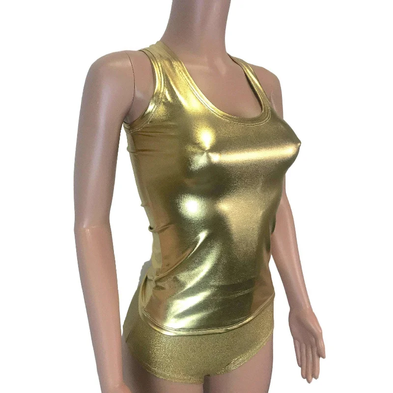 SALE - 3XLarge ONLY - Full Length Tank Top - Gold Metallic