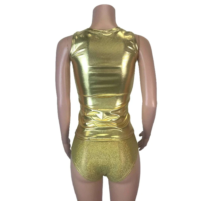 SALE - 3XLarge ONLY - Full Length Tank Top - Gold Metallic