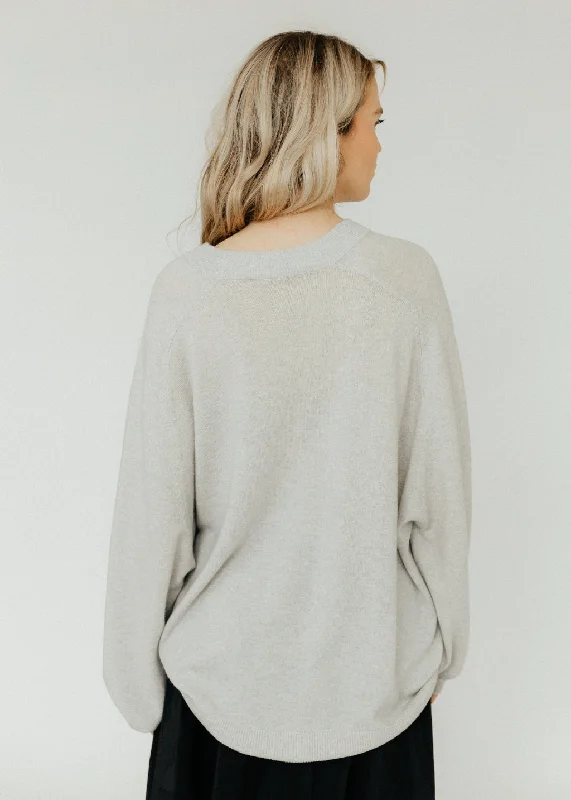 Tibi Washable Crewneck Sweatshirt Sweater in Light Heather Grey