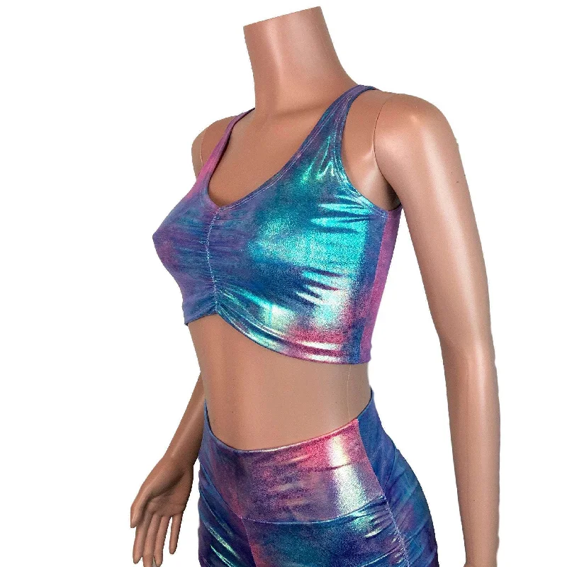 Ruched Crop Tank Top - Rainbow Mystique