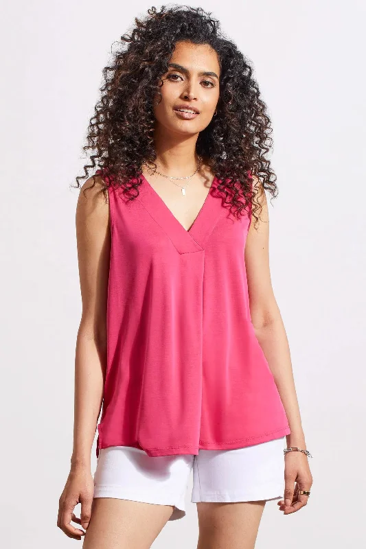 Tribal Sleeveless V-Neck Top w/Pleat