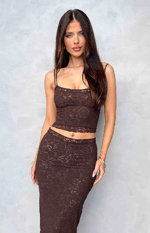 Willow Brown Lace Tank Top