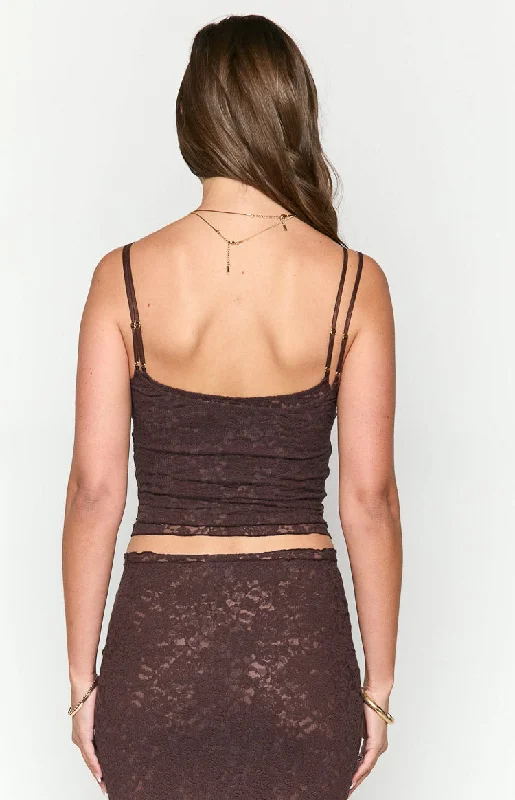 Willow Brown Lace Tank Top