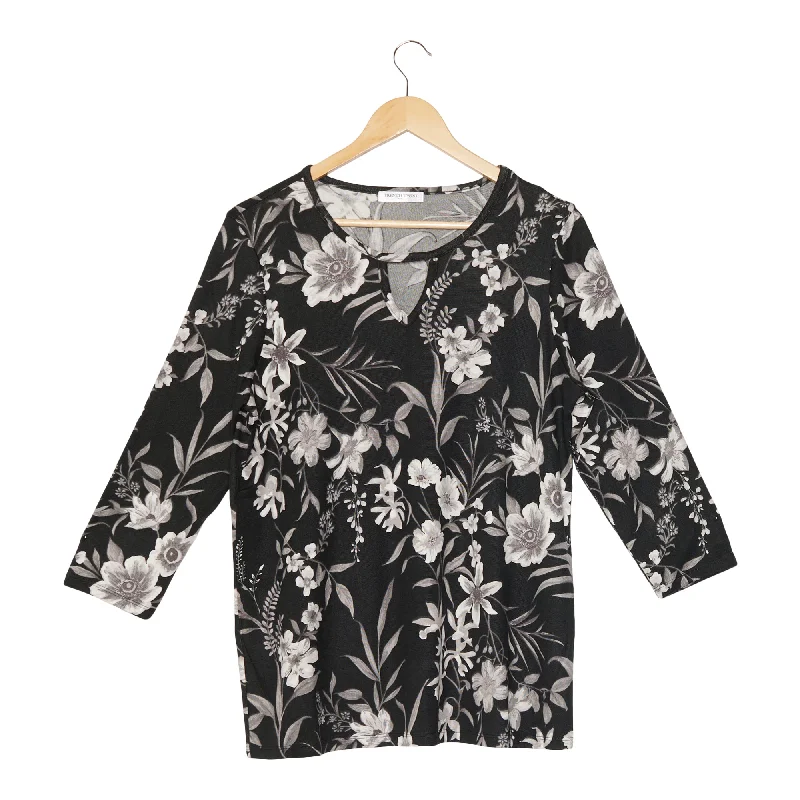 Classic Editions Women's Printed 3/4 Sleeve Top