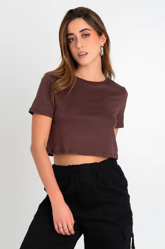 Crop top manga corta