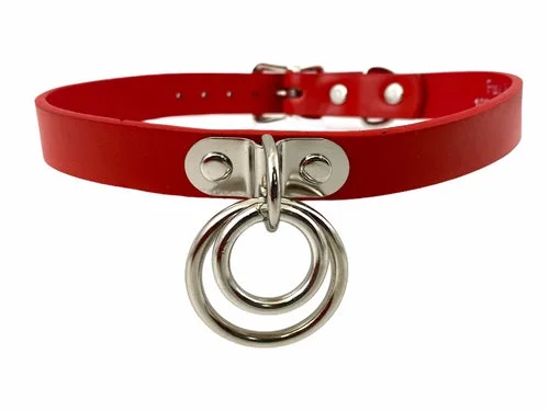 Last Rockers Vegan Double Ring Bondage Choker Red