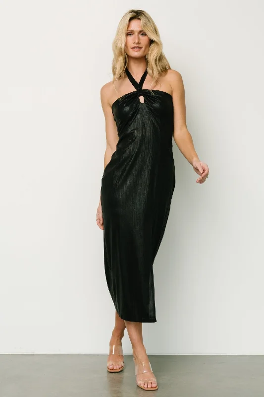 Leia Halter Midi Dress | Black