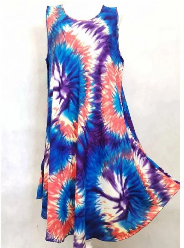 Maxi Dress Free Size Tie Dye Pattern 100% Cotton