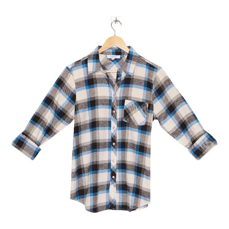 mySTYLE Women's Plaid Shirt with Snap Buttons