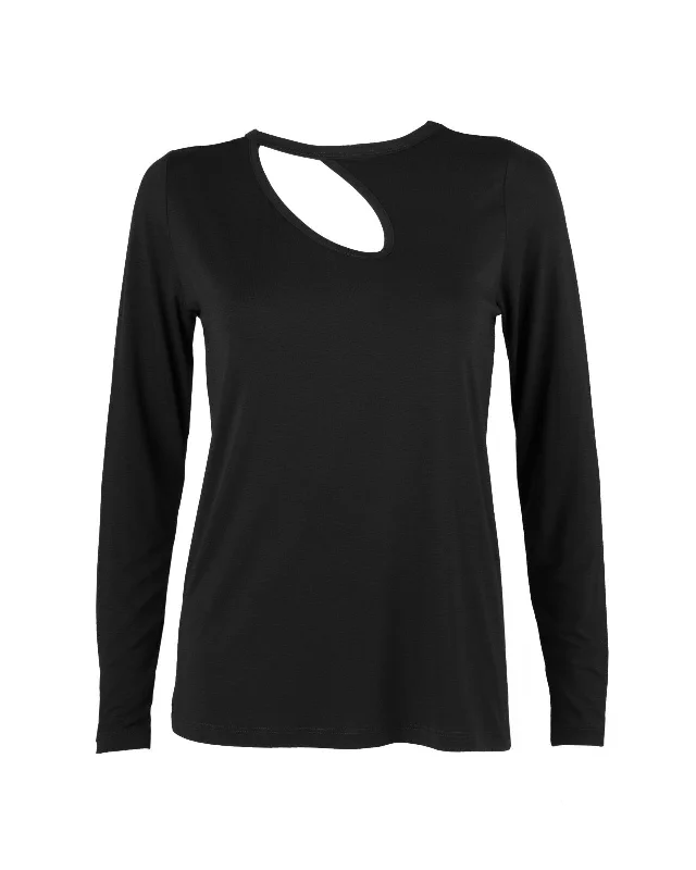 ""The Stefanie Longsleeve""- Cut Out Detail T-shirt (Black)