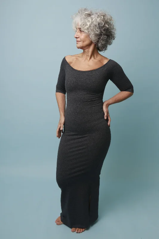 Baza Midi Dress 3/4 sleeve in Misty Grey