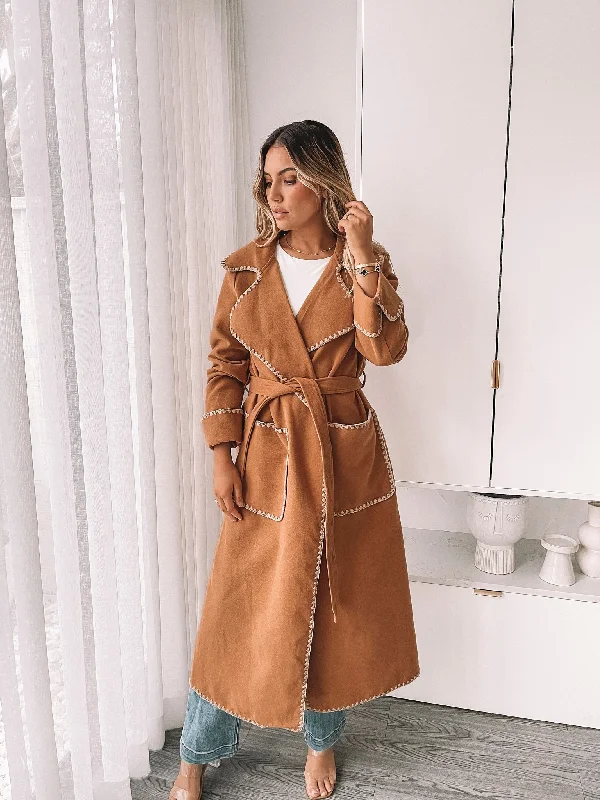 Bonnita Trench Coat - Beige Multi