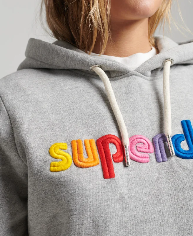 Core Logo Rainbow Hoodie | Grey Marle