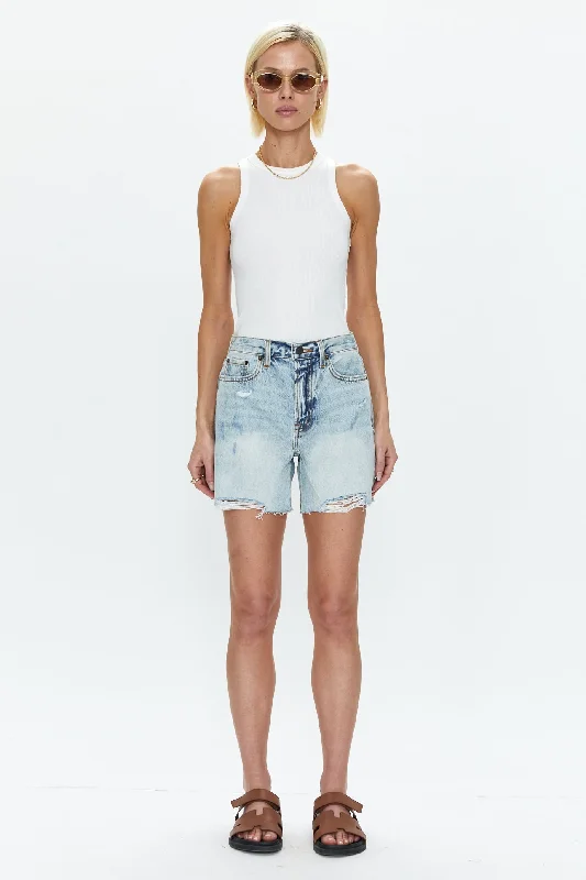 Pistola Devin High Rise Mom Cut Off Shorts in St Tropez