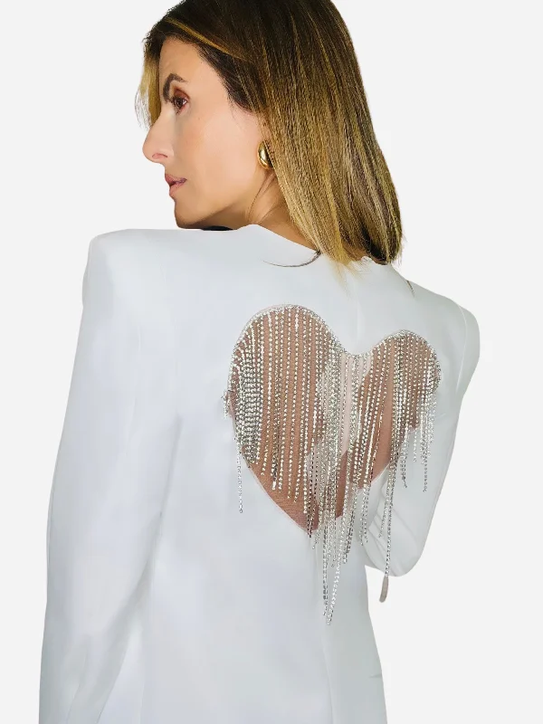 DIXIE DRESS- WHITE RHINESTONES FRINGES