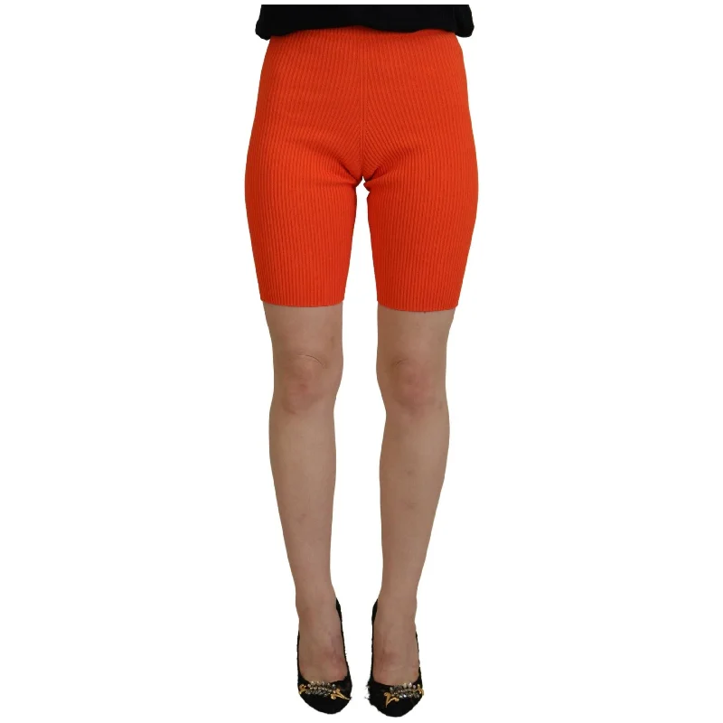 Dsquared² Orange Viscose Mid Waist Slim Fit Bermuda Shorts