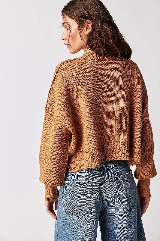 Free People Easy Street Crop Pullover in Camel