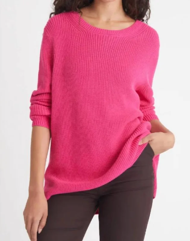 Emma Crewneck Sweater In Fuchsia Purple