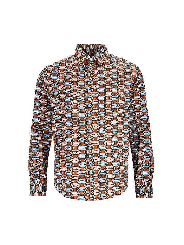 geometric-print long-sleeved shirt