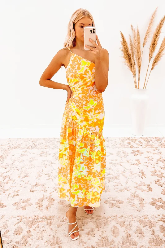 Julien Midi Dress Orange Floral