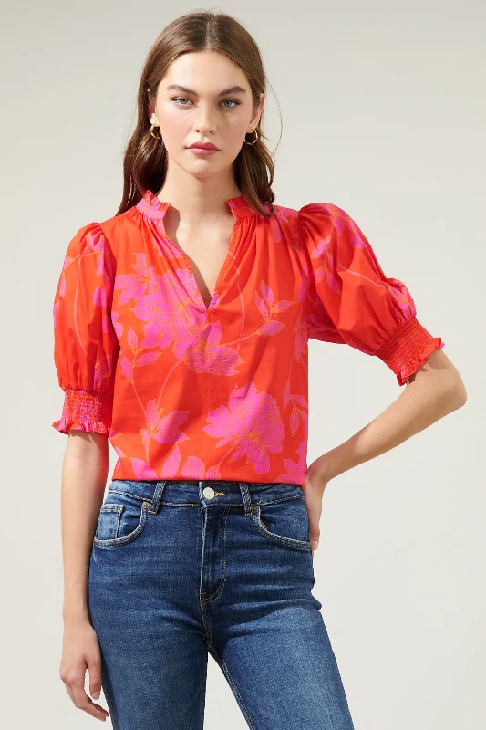 Maylene Mile Floral Split Neck Top