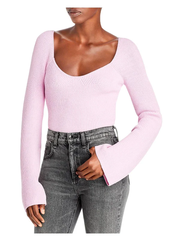 Melissa Womens Square Neck Knit Sweater