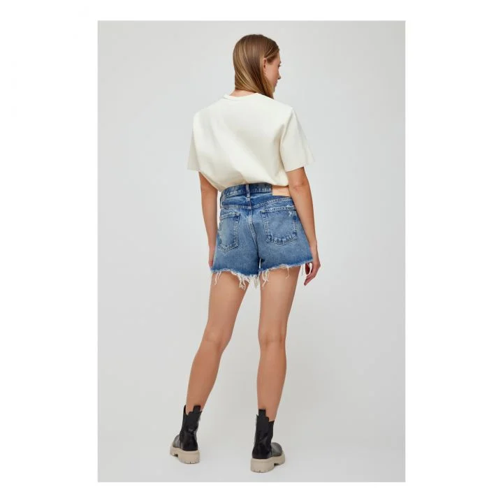 Moussy Vintage MV Reedy Shorts in Blue Denim