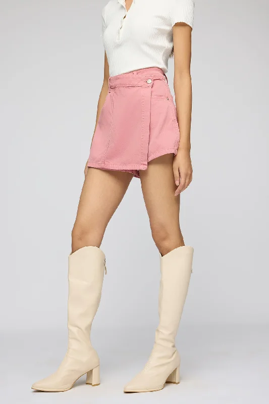 Salmon Pink Denim Skorts