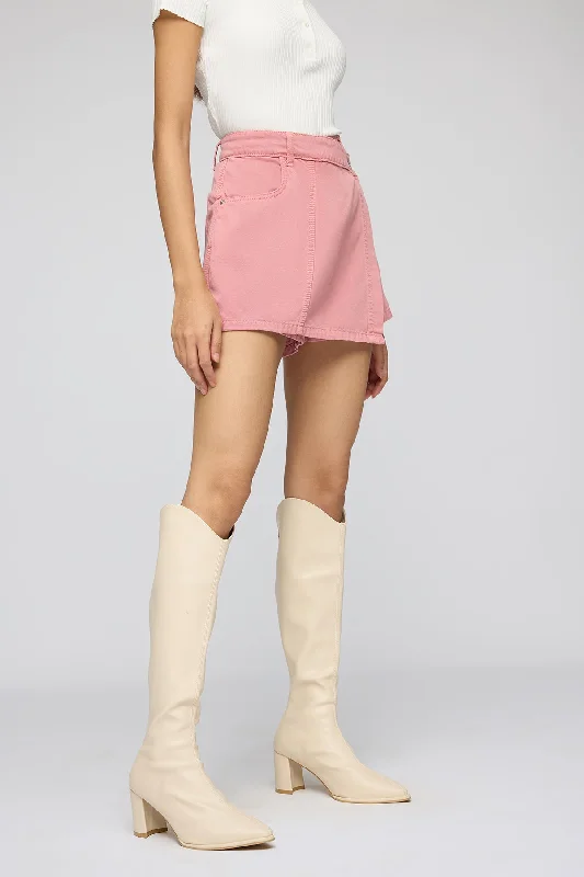 Salmon Pink Denim Skorts