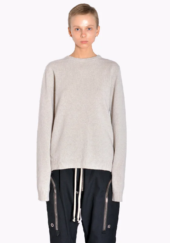 RICK OWENS RP02B6682 WSBR ROUND NECK KNIT SWEATER PEARL