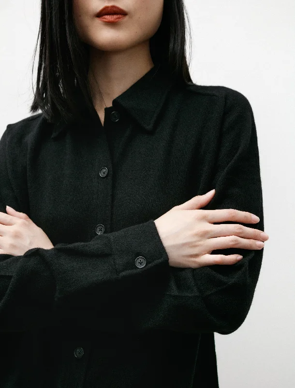 Raglan Sleeve Cashmere Shirt Black