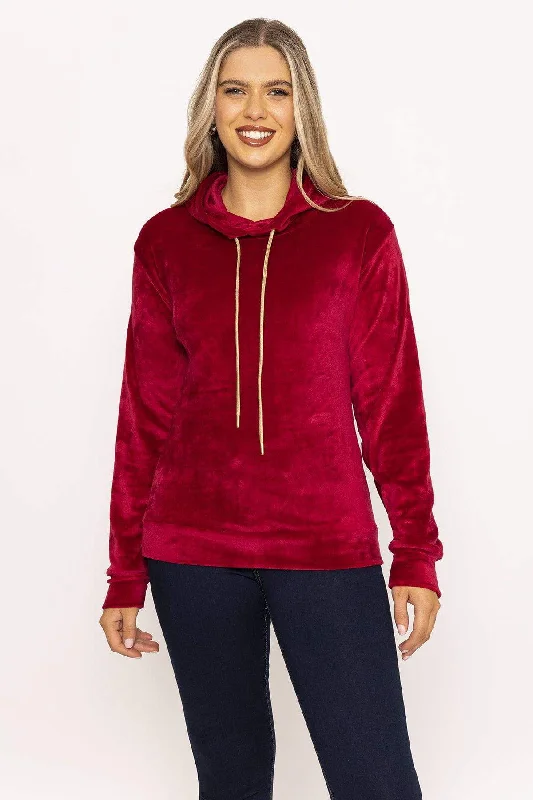 Velvet Hoody in Red