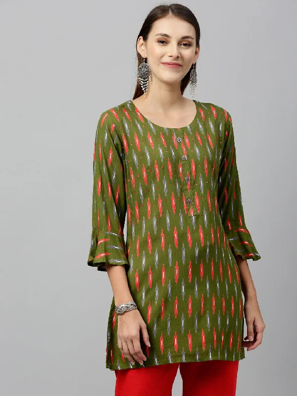 Rayon Ikkat Print Straight Tunic