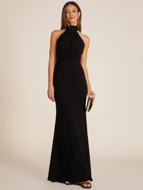 Ruched Halter Neck Gown