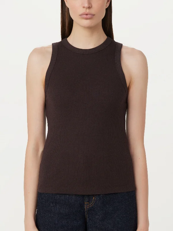 The Ribbed Racer Tank Top in Dark Chocolate