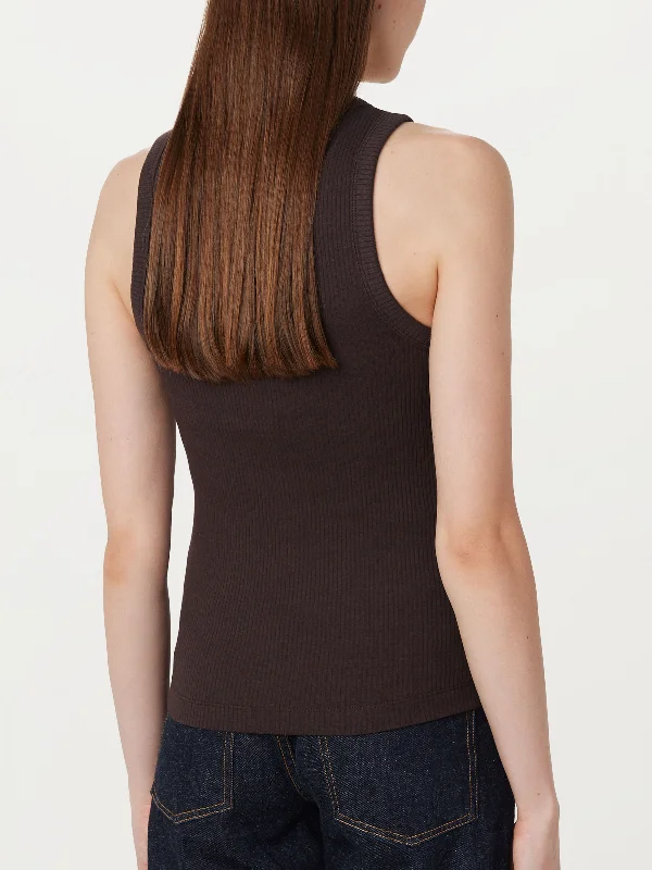 The Ribbed Racer Tank Top in Dark Chocolate