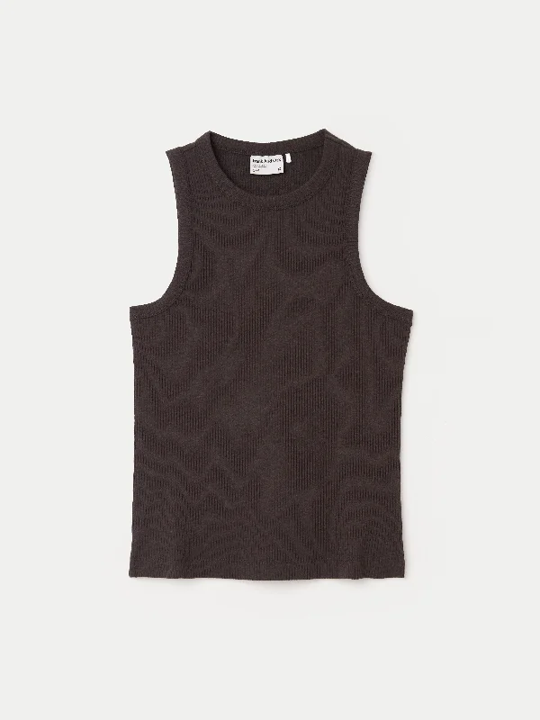 The Ribbed Racer Tank Top in Dark Chocolate