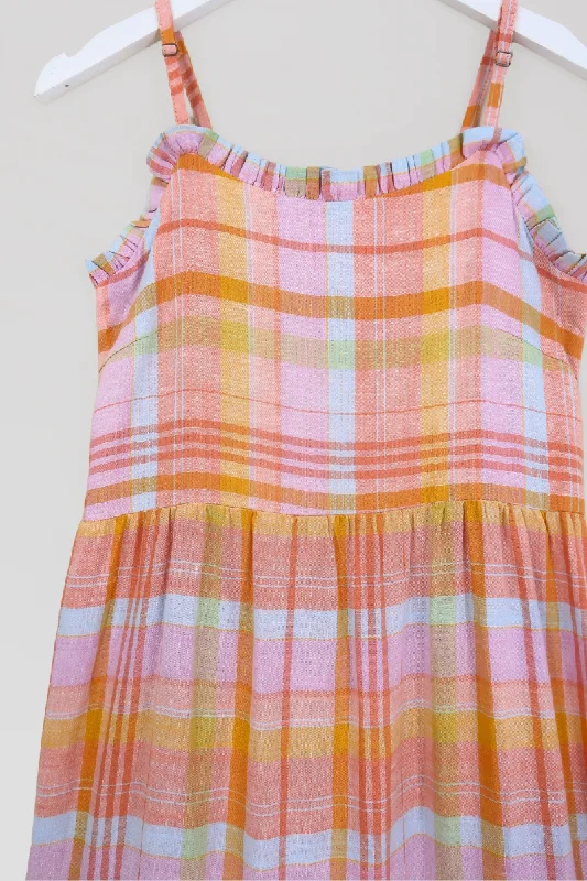 Alice Maxi Dress in Strawflower Pink Tartan