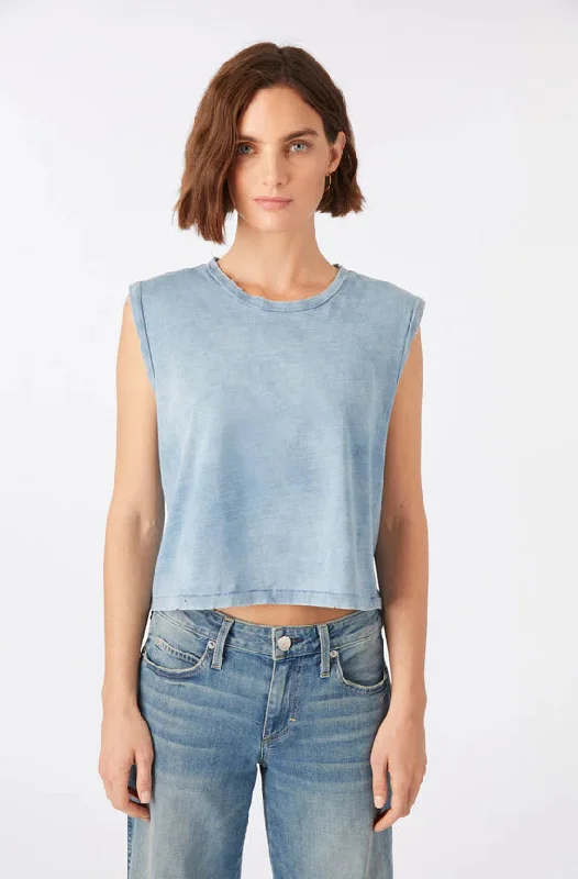 AMO Sleeveless Babe Tee in Indigo Stone Wash