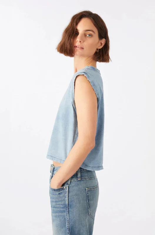 AMO Sleeveless Babe Tee in Indigo Stone Wash