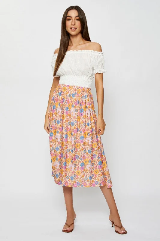 Boho Print Maxi Skirt Relaxed