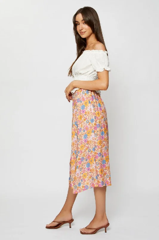 Boho Print Maxi Skirt Relaxed