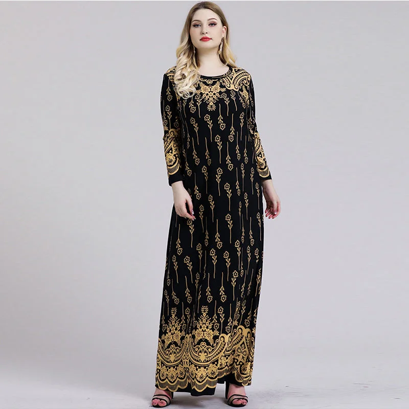 MegaBetty - Women's Plus Size Dress New Long Sleeve Printed Dress