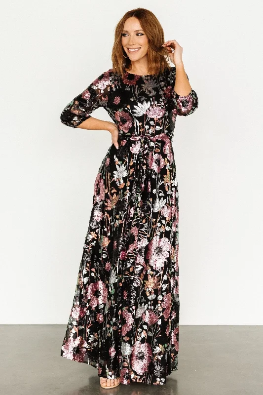 Destiny Sequin Maxi Dress | Black Multi