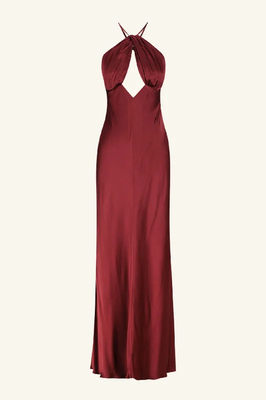 ELIA CROSS BACK HALTER MAXI DRESS - SHIRAZ