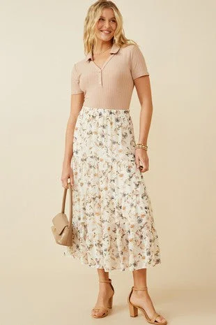 Floral Tiered Chiffon Skirt Style 6908