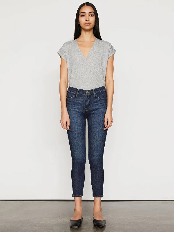 Le Mid Rise V Neck Tee -- Gris Heather