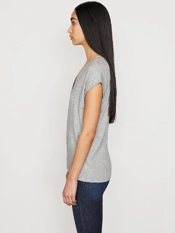 Le Mid Rise V Neck Tee -- Gris Heather